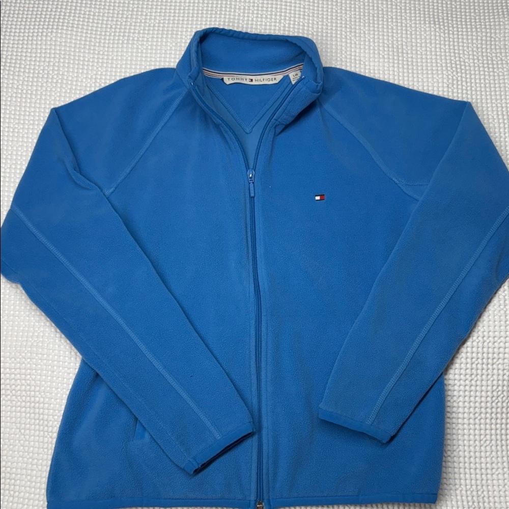 Tommy Hilfiger Men’s Bright Blue Full-Zip Fleece Jacket - Large